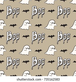 halloween seamless pattern, ghost seamless pattern, cartoon ghost