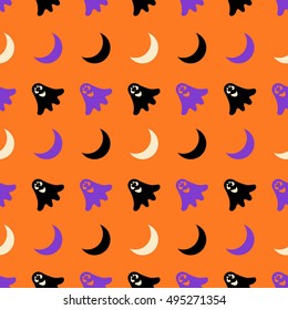 Halloween seamless pattern with ghosts