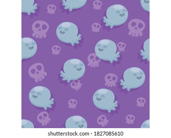 Halloween seamless pattern ghosts. Cartoon characters halloween illustration. Vector pattern for paper background vector