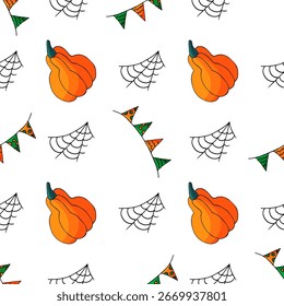Patrón sin fisuras de Halloween en estilo de dibujo a mano