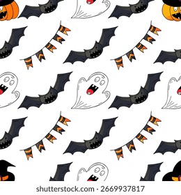 Halloween nahtlose Muster in Handzeichnung Stil