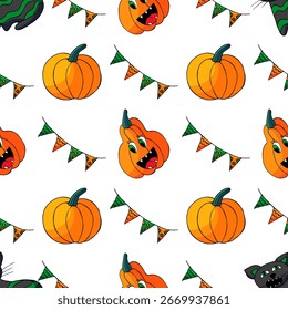 Halloween seamless pattern in hand draw style