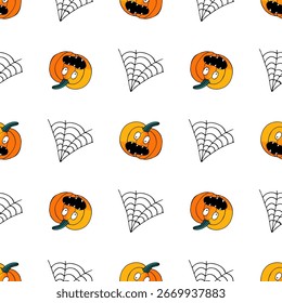 Halloween seamless pattern in hand draw style