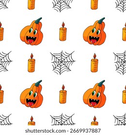 Halloween seamless pattern in hand draw style