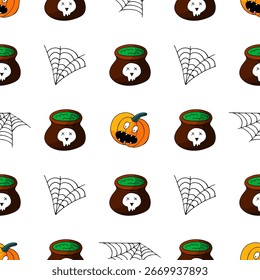 Halloween seamless pattern in hand draw style