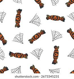 Halloween seamless pattern in hand draw style