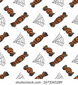 Halloween seamless pattern in hand draw style