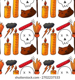 Halloween seamless pattern in hand draw style
