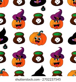 Halloween seamless pattern in hand draw style