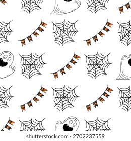 Halloween seamless pattern in hand draw style