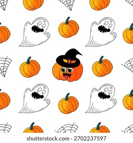 Patrón sin fisuras de Halloween en estilo de dibujo a mano