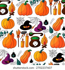 Halloween nahtlose Muster in Handzeichnung Stil