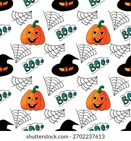 Halloween seamless pattern in hand draw style