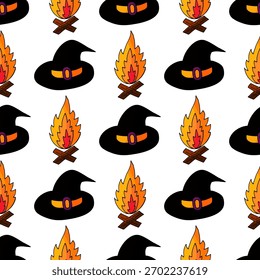 Patrón sin fisuras de Halloween en estilo de dibujo a mano