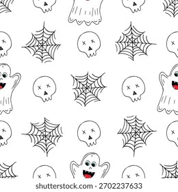 Patrón sin fisuras de Halloween en estilo de dibujo a mano