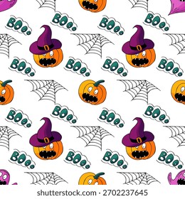 Patrón sin fisuras de Halloween en estilo de dibujo a mano