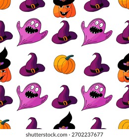 Patrón sin fisuras de Halloween en estilo de dibujo a mano