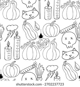 Halloween seamless pattern in hand draw style