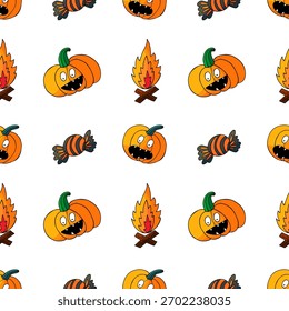 Halloween seamless pattern in hand draw style
