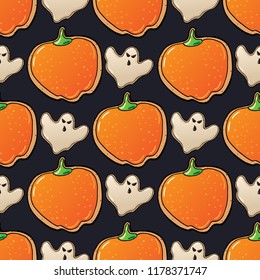 Halloween seamless pattern with hand drawing element
