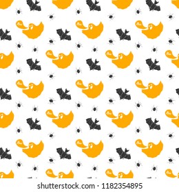Halloween seamless pattern. Hand drawn sketched background, party invitation or holiday banner design vector illustration .