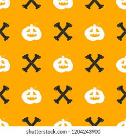 Halloween seamless pattern. Hand drawn sketched background, party invitation or holiday banner design vector illustration .