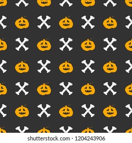 Halloween seamless pattern. Hand drawn sketched background, party invitation or holiday banner design vector illustration .