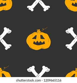 Halloween seamless pattern. Hand drawn sketched background, party invitation or holiday banner design vector illustration .
