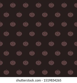 Halloween seamless pattern. Hand drawn isolated illustration. Pumpkins on dark background. Can be used for wrapping paper, fabric, scrapbooking, background