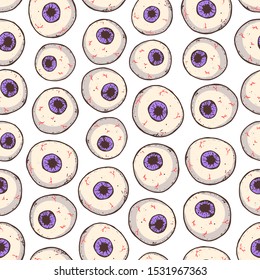 Halloween seamless pattern . Hand drawn background. Pattern with eyes. Vector illustration. 