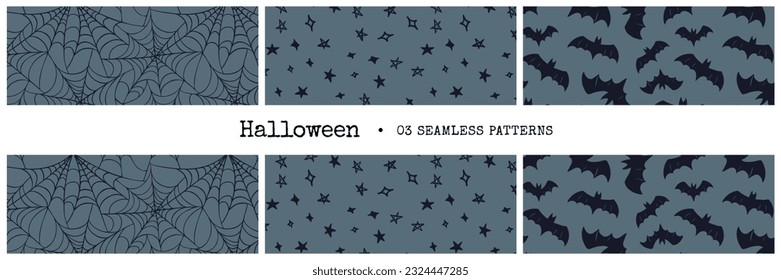 Halloween seamless pattern with hand drawn doodle elements. Vector illustration EPS10