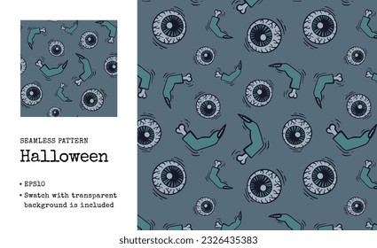 Halloween seamless pattern with hand drawn doodle elements. Vector illustration EPS10