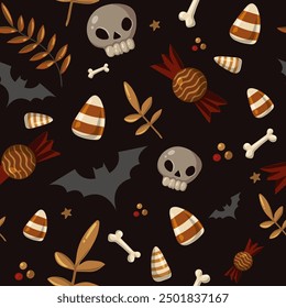 Halloween seamless pattern, hand drawn cute kids background, wrapping paper pattern	