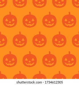 Halloween seamless pattern with happy pumpkin icon. Holiday october vector illustration