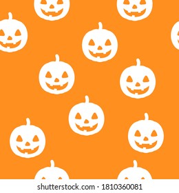 Halloween seamless pattern with happy pumpkin icon. Holiday october vector illustration