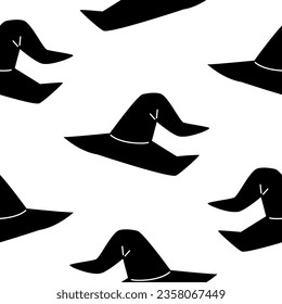 Halloween seamless pattern with halloween hat. Vector illustration.
