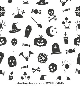 Halloween seamless pattern. Helloween elements collection. Vector holiday illustration texture