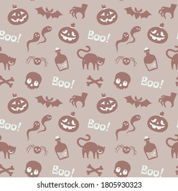Halloween seamless pattern with holiday doodles
