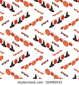 Halloween seamless pattern. Holiday garland background. Isometric garland texture for printing, design, web, packing