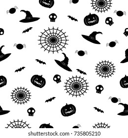 Halloween seamless pattern. icons of cartoon Design elements for halloween party poster. Objects isolated on a background.