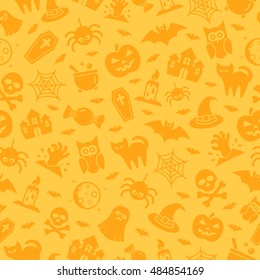 Halloween seamless pattern with icons and signs