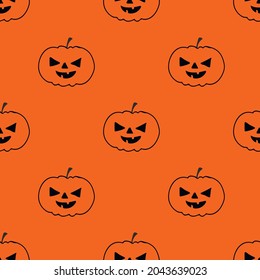 Patrón De Halloween Seamless Wrap Aislado Papel De Fondo De Escritorio Con Aterradoras Caras De Calabazas En Un Estilo De Caricatura