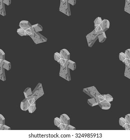 Halloween seamless pattern. Isometric cross tombstone and spiderweb background. 3D texture for web, printing, design