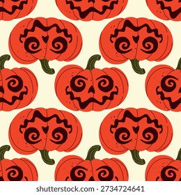 Halloween seamless pattern with jack o lantern.