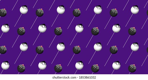 Halloween seamless pattern. Lollipop with eyes. Halloween treat. Scary sweets recipes. Vector illustration
