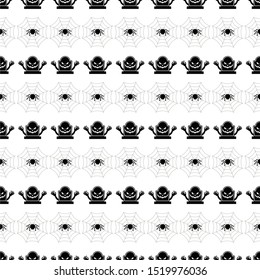 Halloween seamless pattern. Monster grave and web. Trick or treat, Guising. Decor for cards, scrap paper, packaging. Flat vector backdrop.