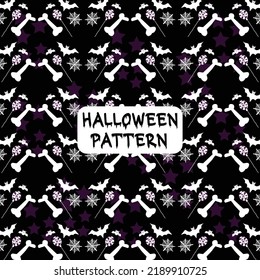 Patrón ininterrumpido de Halloween sobre fondo negro. Patrón de dibujos animados para Halloween