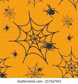 Halloween seamless pattern on the polka background