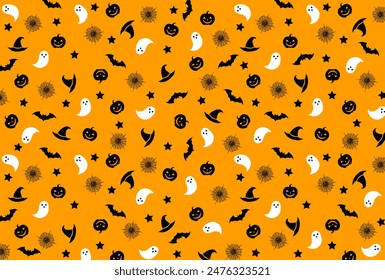 Halloween seamless  pattern orange background illustration