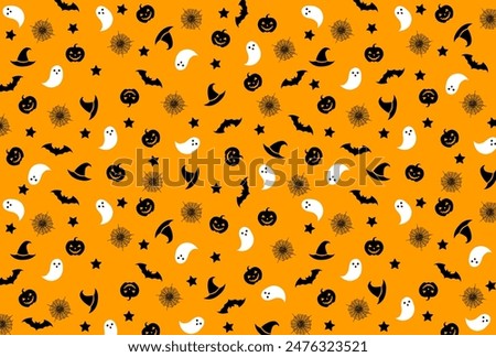 Halloween seamless  pattern orange background illustration